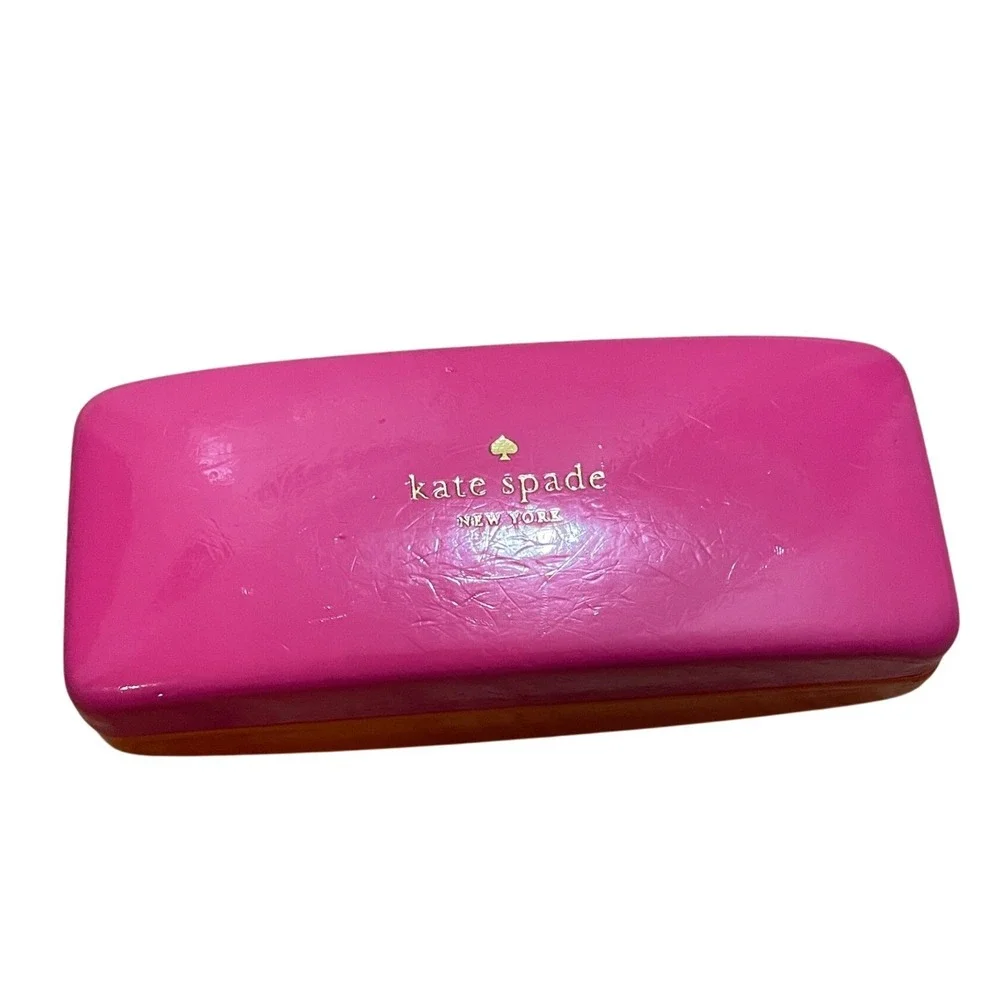 Kate Spade New York Pink Orange Colorblock‎ Hard Shell Glasses Case with Cloth